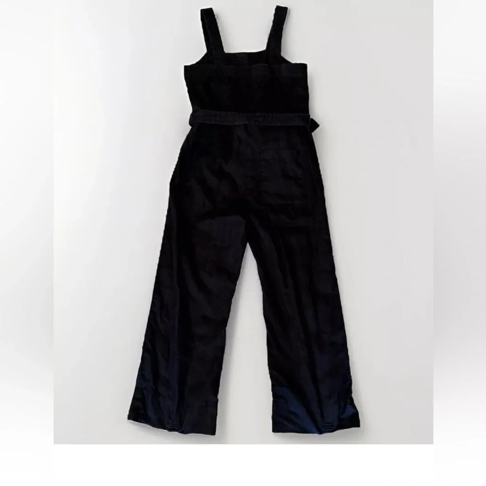 Everlane Jumpsuit Sz 0 Black Linen Tie Waist Crop Length Resort Cruise Vacation